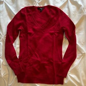 Ann Taylor Cashmere Red V-Neck Sweater